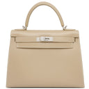 エルメス HERMES ケリー28 外縫い ギロッシュ プシエール ボックスカーフ 2WAYバッグ シルバー金具