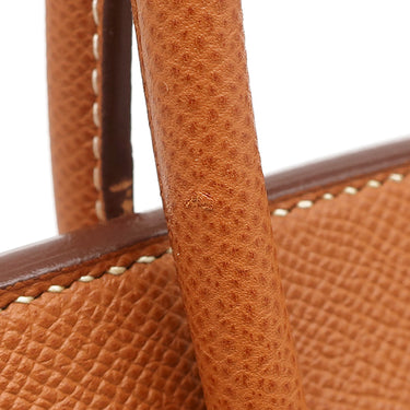 エルメス HERMES バーキン30 ゴールド ヴォーエプソン ハンドバッグ シルバー金具 茶