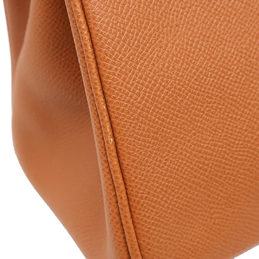 エルメス HERMES バーキン30 ゴールド ヴォーエプソン ハンドバッグ シルバー金具 茶