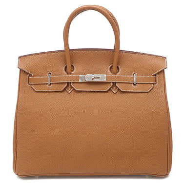 エルメス HERMES バーキン35 ゴールド トゴ ハンドバッグ シルバー金具 茶
