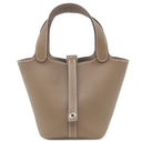 エルメス HERMES ピコタンロック ミクロ エトゥープ ヴォースイフト ハンドバッグ シルバー金具 グレージュ