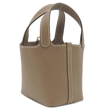 エルメス HERMES ピコタンロック ミクロ エトゥープ ヴォースイフト ハンドバッグ シルバー金具 グレージュ