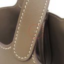 エルメス HERMES ピコタンロック ミクロ エトゥープ ヴォースイフト ハンドバッグ シルバー金具 グレージュ