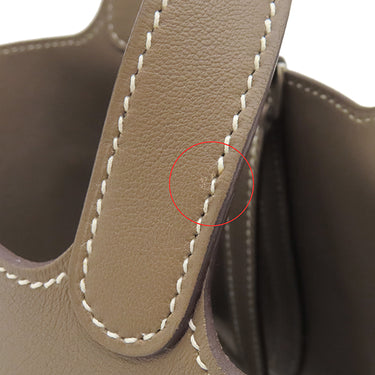 エルメス HERMES ピコタンロック ミクロ エトゥープ ヴォースイフト ハンドバッグ シルバー金具 グレージュ