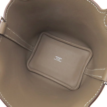 エルメス HERMES ピコタンロック ミクロ エトゥープ ヴォースイフト ハンドバッグ シルバー金具 グレージュ