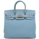 エルメス HERMES オータクロア28 ブルージーン ヴォーエプソン ハンドバッグ シルバー金具 水色