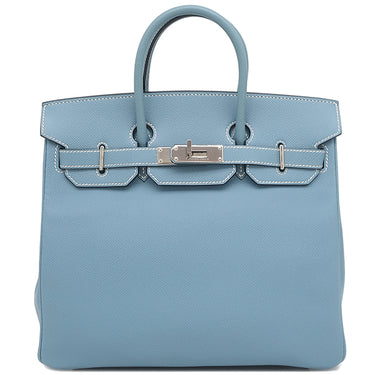 エルメス HERMES オータクロア28 ブルージーン ヴォーエプソン ハンドバッグ シルバー金具 水色