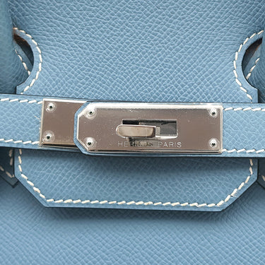 エルメス HERMES オータクロア28 ブルージーン ヴォーエプソン ハンドバッグ シルバー金具 水色