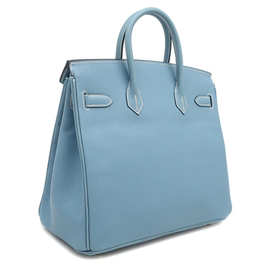 エルメス HERMES オータクロア28 ブルージーン ヴォーエプソン ハンドバッグ シルバー金具 水色