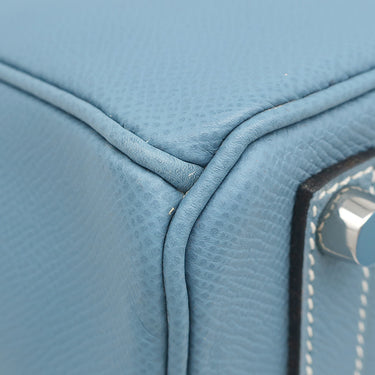 エルメス HERMES オータクロア28 ブルージーン ヴォーエプソン ハンドバッグ シルバー金具 水色