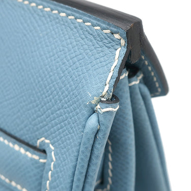 エルメス HERMES オータクロア28 ブルージーン ヴォーエプソン ハンドバッグ シルバー金具 水色