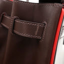 エルメス HERMES バーキン30 ヴェルソ エベンヌ×ルージュヴィフ ボックスカーフ ハンドバッグ シルバー金具 茶 赤 バイカラー