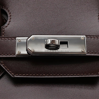 エルメス HERMES バーキン30 ヴェルソ エベンヌ×ルージュヴィフ ボックスカーフ ハンドバッグ シルバー金具 茶 赤 バイカラー