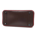 エルメス HERMES バーキン30 ヴェルソ エベンヌ×ルージュヴィフ ボックスカーフ ハンドバッグ シルバー金具 茶 赤 バイカラー