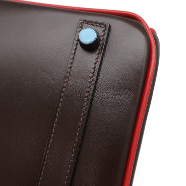 エルメス HERMES バーキン30 ヴェルソ エベンヌ×ルージュヴィフ ボックスカーフ ハンドバッグ シルバー金具 茶 赤 バイカラー