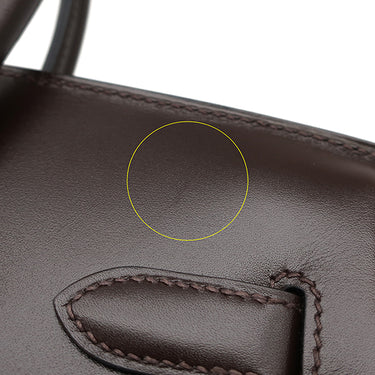 エルメス HERMES バーキン30 ヴェルソ エベンヌ×ルージュヴィフ ボックスカーフ ハンドバッグ シルバー金具 茶 赤 バイカラー