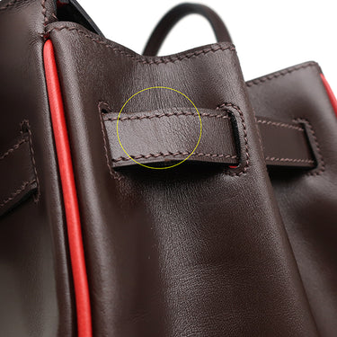 エルメス HERMES バーキン30 ヴェルソ エベンヌ×ルージュヴィフ ボックスカーフ ハンドバッグ シルバー金具 茶 赤 バイカラー