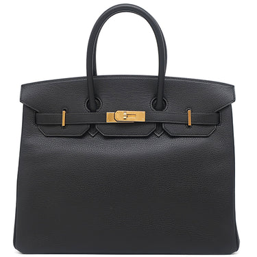 エルメス HERMES バーキン35 ブラック レザー ヴァッシュリエージュ ハンドバッグ ゴールド金具 黒