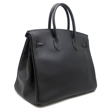 エルメス HERMES バーキン35 ブラック レザー ヴァッシュリエージュ ハンドバッグ ゴールド金具 黒