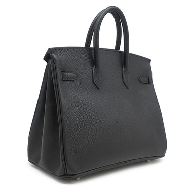 エルメス HERMES バーキン25 ブラック ヴォーエプソン ハンドバッグ シルバー金具 黒
