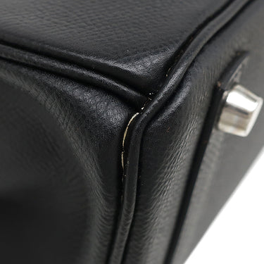 エルメス HERMES バーキン25 ブラック ヴォーエプソン ハンドバッグ シルバー金具 黒