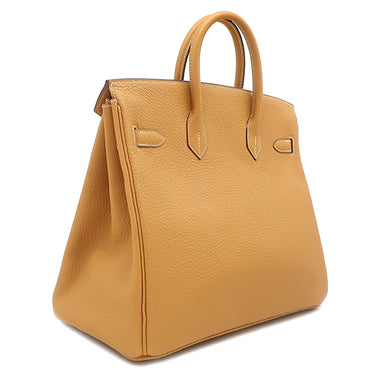 エルメス HERMES オータクロア32 ナチュラルサブレ フィヨルド ハンドバッグ シルバー金具 茶