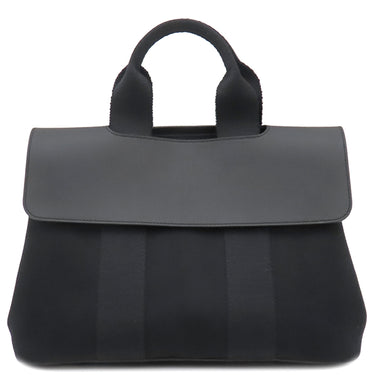 エルメス HERMES ヴァルパライソ PM ポティロン トワルシェブロン スイフト ハンドバッグ シルバー金具 黒