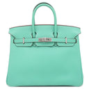 エルメス HERMES バーキン25 ラゴン ヴォースイフト ハンドバッグ シルバー金具 青緑