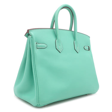 エルメス HERMES バーキン25 ラゴン ヴォースイフト ハンドバッグ シルバー金具 青緑