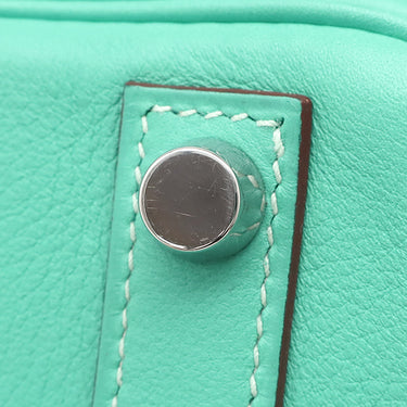 エルメス HERMES バーキン25 ラゴン ヴォースイフト ハンドバッグ シルバー金具 青緑