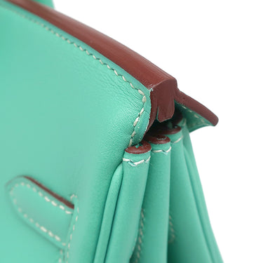 エルメス HERMES バーキン25 ラゴン ヴォースイフト ハンドバッグ シルバー金具 青緑