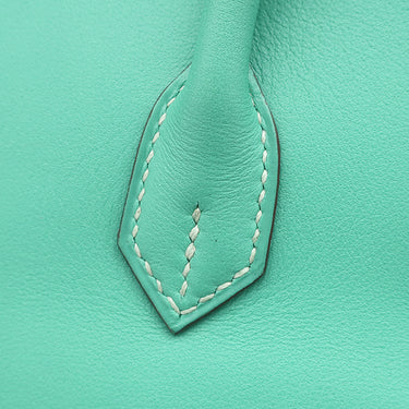 エルメス HERMES バーキン25 ラゴン ヴォースイフト ハンドバッグ シルバー金具 青緑