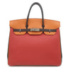 エルメス HERMES オータクロア 36 アルルカン マルチカラー トゴ ハンドバッグ シルバー金具 赤 オレンジ 茶