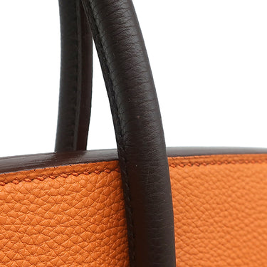 エルメス HERMES オータクロア 36 アルルカン マルチカラー トゴ ハンドバッグ シルバー金具 赤 オレンジ 茶