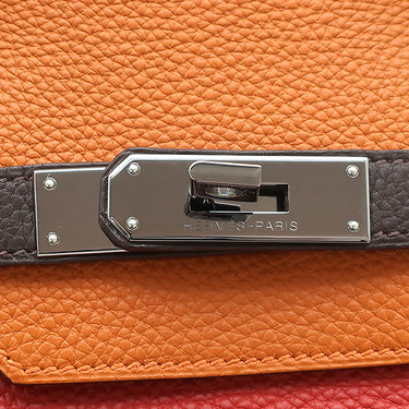 エルメス HERMES オータクロア 36 アルルカン マルチカラー トゴ ハンドバッグ シルバー金具 赤 オレンジ 茶