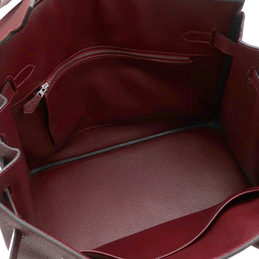 エルメス HERMES バーキン35 ルージュアッシュ フィヨルド ハンドバッグ シルバー金具 赤