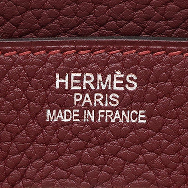 エルメス HERMES バーキン35 ルージュアッシュ フィヨルド ハンドバッグ シルバー金具 赤