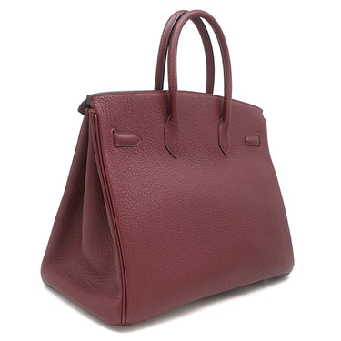 エルメス HERMES バーキン35 ルージュアッシュ フィヨルド ハンドバッグ シルバー金具 赤