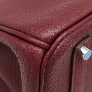 エルメス HERMES バーキン35 ルージュアッシュ フィヨルド ハンドバッグ シルバー金具 赤