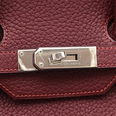 エルメス HERMES バーキン35 ルージュアッシュ フィヨルド ハンドバッグ シルバー金具 赤