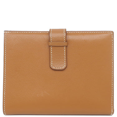 エルメス HERMES ジュラ ゴールド シッキム 二つ折り財布 シルバー金具 茶 コンパクト財布