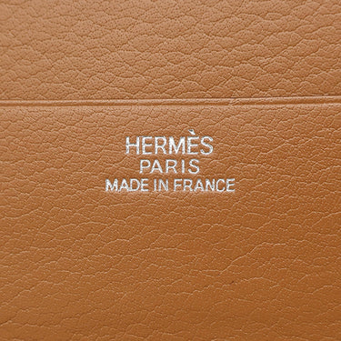 エルメス HERMES ジュラ ゴールド シッキム 二つ折り財布 シルバー金具 茶 コンパクト財布