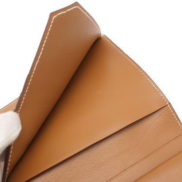 エルメス HERMES ジュラ ゴールド シッキム 二つ折り財布 シルバー金具 茶 コンパクト財布