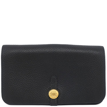 エルメス HERMES ドゴンGM ブラック トリヨンクレマンス 長財布 ゴールド金具 黒