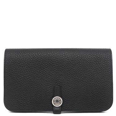 エルメス HERMES ドゴンデュオ ドゴンGM ブラック トリヨンクレマンス 長財布 シルバー金具 黒