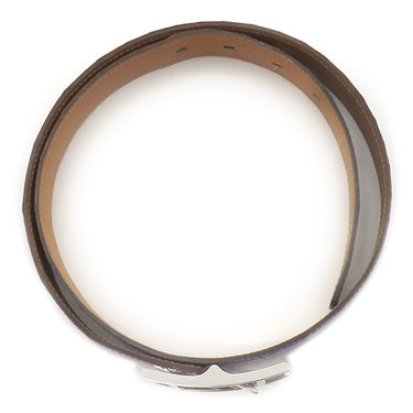 エルメス HERMES アピ #80 ブルー系 ポロサス #80 ベルト シルバー金具 青 クロコ