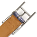 エルメス HERMES アピ #80 ブルー系 ポロサス #80 ベルト シルバー金具 青 クロコ