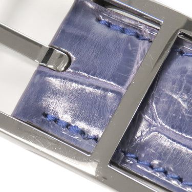 エルメス HERMES アピ #80 ブルー系 ポロサス #80 ベルト シルバー金具 青 クロコ