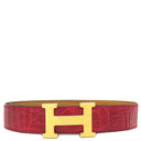 エルメス HERMES コンスタンスH レッド系 ポロサス #75 ベルト ゴールド金具 赤 クロコ Hバックル
