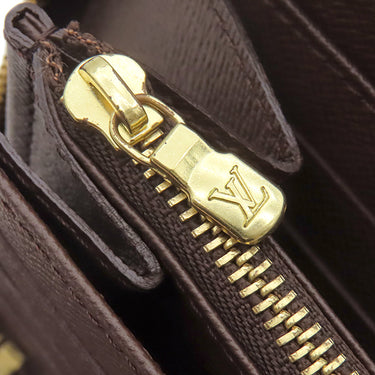 ルイヴィトン LOUIS VUITTON ジッピーオーガナイザー N60003 エベヌ ダミエキャンバス 長財布 ゴールド金具 茶
